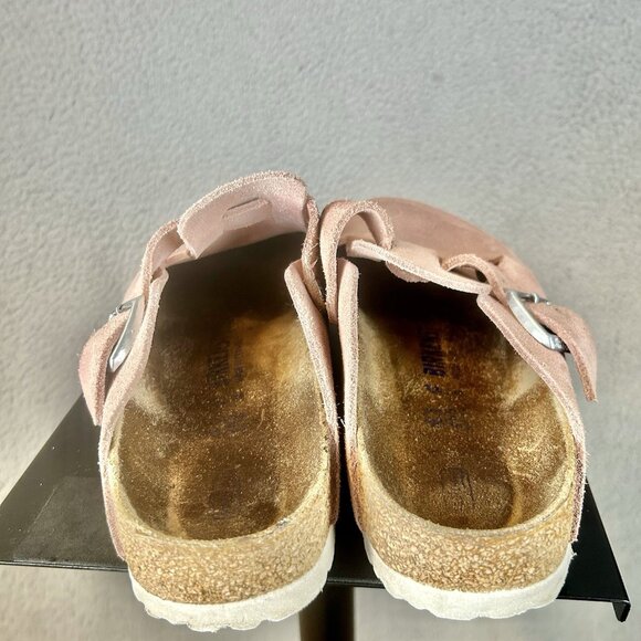 Birkenstock Boston Clog Candy Pink Suede Narrow Soft Bed Size 10 41 - Picture 4 of 5
